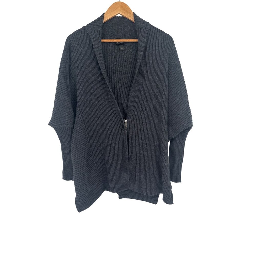 Eileen Fisher Womens Ribbed Cardigan zip Sweater size Large cotton blend